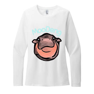 Cute Baby Pygmy Hippo Moodeng Womens CVC Long Sleeve Shirt