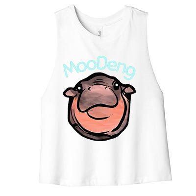 Cute Baby Pygmy Hippo Moodeng Women's Racerback Cropped Tank