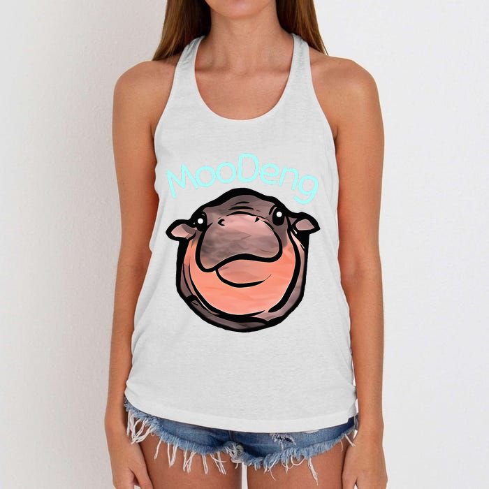 Cute Baby Pygmy Hippo Moodeng Women's Knotted Racerback Tank