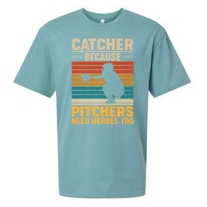 Catcher Because Pitchers Need Heroes Too Sueded Cloud Jersey T-Shirt