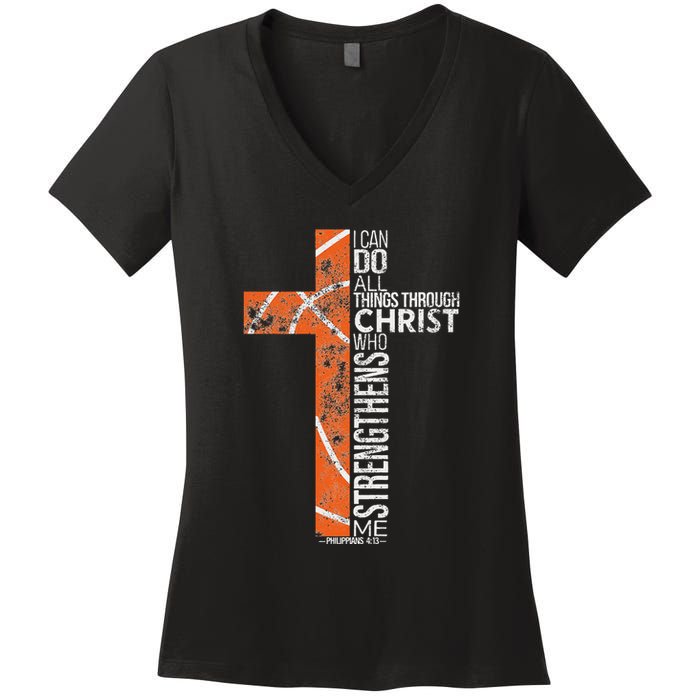 Christian Basketball Player Religious Team Coach Women's V-Neck T-Shirt
