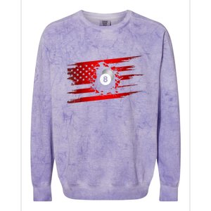 Cute Billiards Player American Flag Billiards Best Gift Colorblast Crewneck Sweatshirt