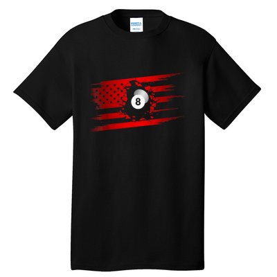 Cute Billiards Player American Flag Billiards Best Gift Tall T-Shirt