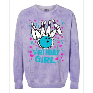 Cute Bowling Party Birthday Girl Pins Bowler Gift Colorblast Crewneck Sweatshirt