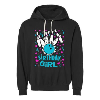 Cute Bowling Party Birthday Girl Pins Bowler Gift Garment-Dyed Fleece Hoodie