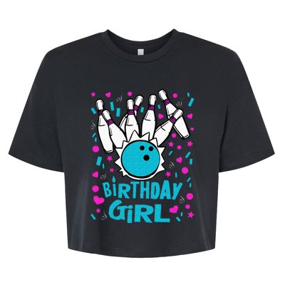 Cute Bowling Party Birthday Girl Pins Bowler Gift Bella+Canvas Jersey Crop Tee