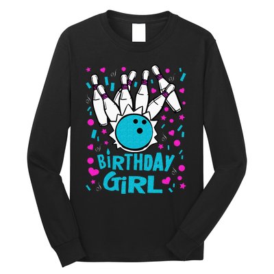 Cute Bowling Party Birthday Girl Pins Bowler Gift Long Sleeve Shirt