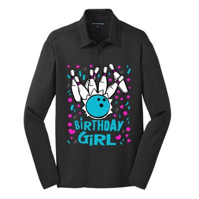 Cute Bowling Party Birthday Girl Pins Bowler Gift Silk Touch Performance Long Sleeve Polo