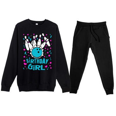 Cute Bowling Party Birthday Girl Pins Bowler Gift Premium Crewneck Sweatsuit Set