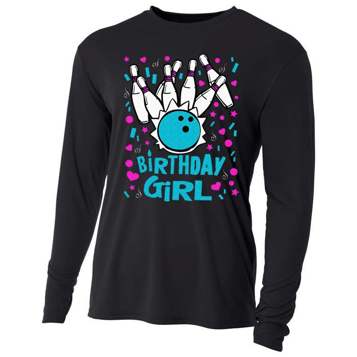 Cute Bowling Party Birthday Girl Pins Bowler Gift Cooling Performance Long Sleeve Crew