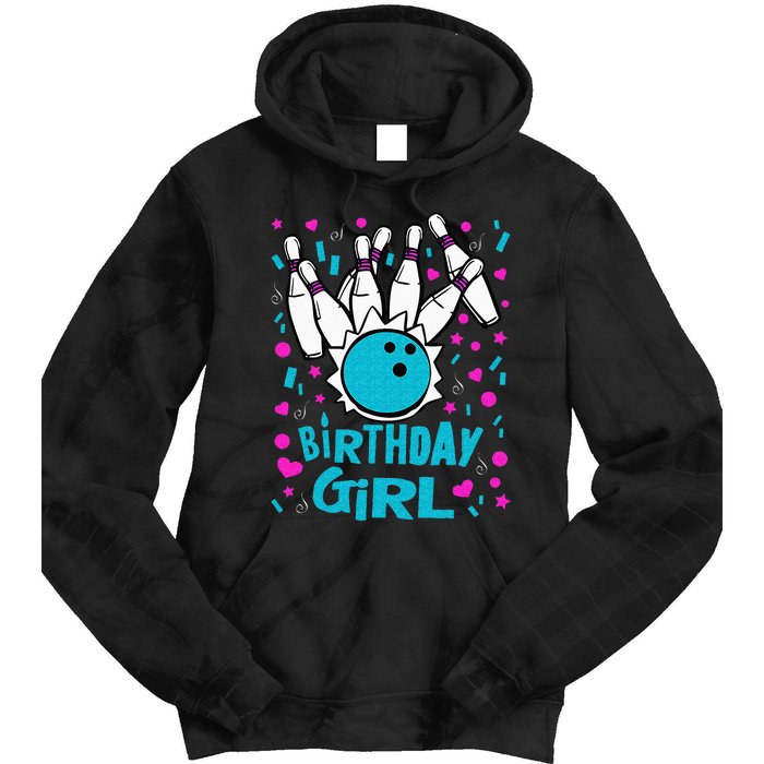 Cute Bowling Party Birthday Girl Pins Bowler Gift Tie Dye Hoodie