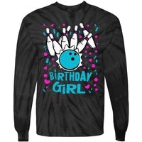 Cute Bowling Party Birthday Girl Pins Bowler Gift Tie-Dye Long Sleeve Shirt