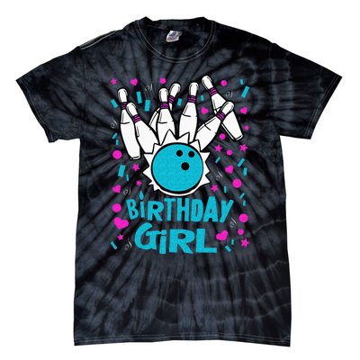 Cute Bowling Party Birthday Girl Pins Bowler Gift Tie-Dye T-Shirt