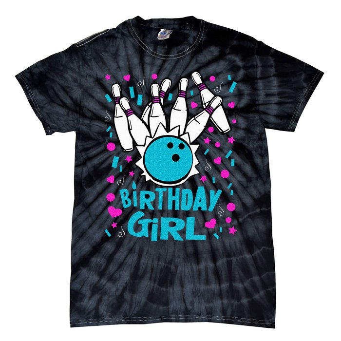 Cute Bowling Party Birthday Girl Pins Bowler Gift Tie-Dye T-Shirt