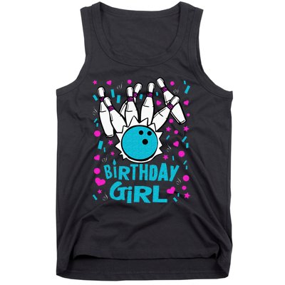 Cute Bowling Party Birthday Girl Pins Bowler Gift Tank Top