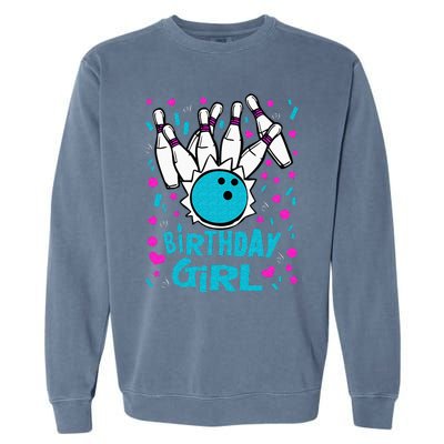 Cute Bowling Party Birthday Girl Pins Bowler Gift Garment-Dyed Sweatshirt