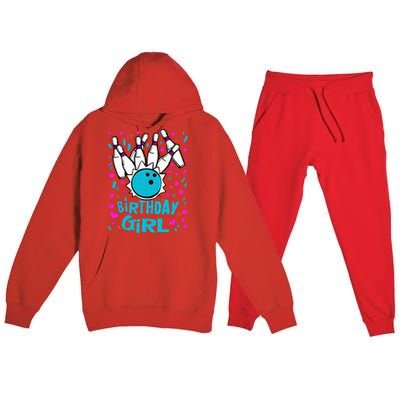 Cute Bowling Party Birthday Girl Pins Bowler Gift Premium Hooded Sweatsuit Set