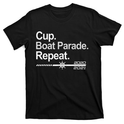 Cup Boat Parade Repeat Funny Hockey Fans Boating T-Shirt