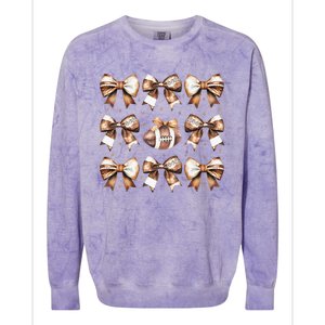 Coquette Bow Pumpkin American Football Thanksgiving Autumn Colorblast Crewneck Sweatshirt