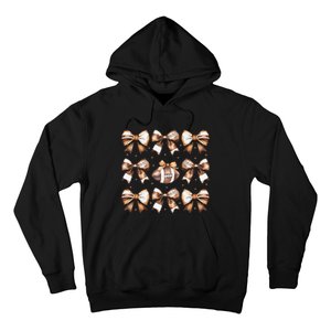 Coquette Bow Pumpkin American Football Thanksgiving Autumn Hoodie