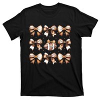 Coquette Bow Pumpkin American Football Thanksgiving Autumn T-Shirt