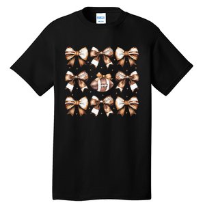 Coquette Bow Pumpkin American Football Thanksgiving Autumn Tall T-Shirt