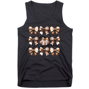 Coquette Bow Pumpkin American Football Thanksgiving Autumn Tank Top