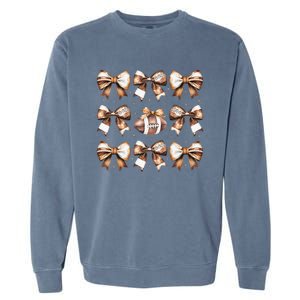 Coquette Bow Pumpkin American Football Thanksgiving Autumn Garment-Dyed Sweatshirt