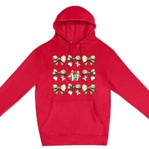 Coquette Bow Pumpkin American Football Thanksgiving Autumn Premium Pullover Hoodie