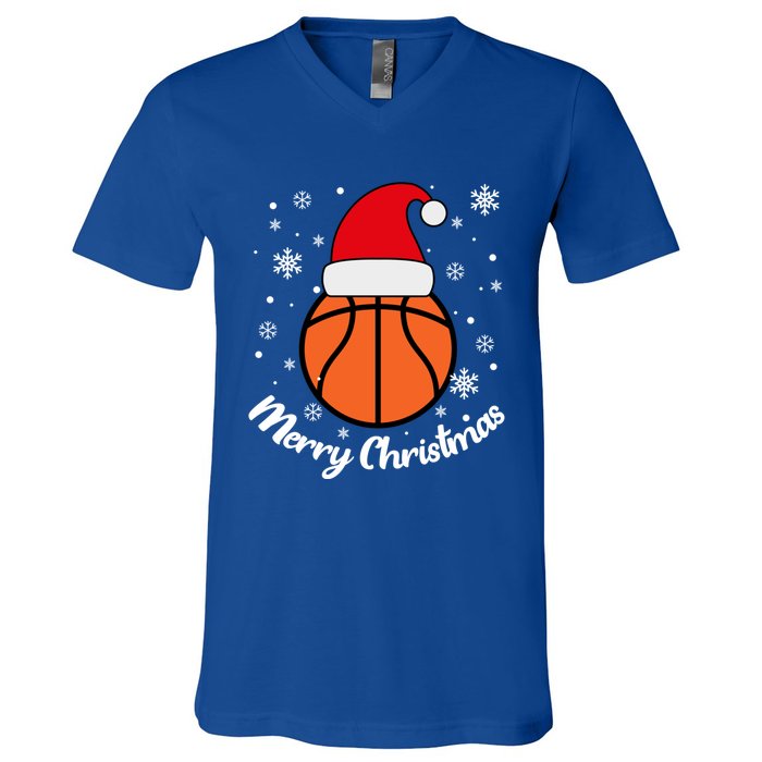 Christmas Basketball Pajamas Basketball Christmas Cute Gift V-Neck T-Shirt