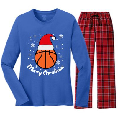 Christmas Basketball Pajamas Basketball Christmas Cute Gift Women's Long Sleeve Flannel Pajama Set 