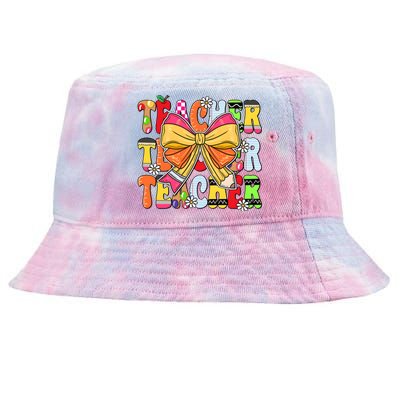 Coquette Bow Pencil Teacher Life Tie-Dyed Bucket Hat