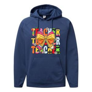 Coquette Bow Pencil Teacher Life Performance Fleece Hoodie