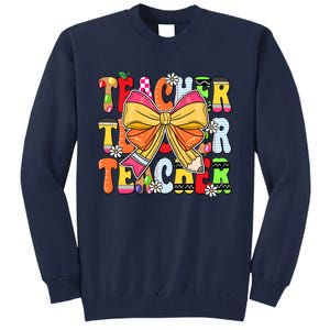 Coquette Bow Pencil Teacher Life Tall Sweatshirt