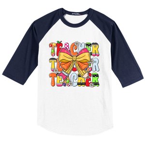 Coquette Bow Pencil Teacher Life Baseball Sleeve Shirt