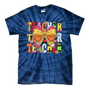 Coquette Bow Pencil Teacher Life Tie-Dye T-Shirt