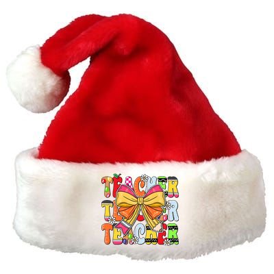 Coquette Bow Pencil Teacher Life Premium Christmas Santa Hat