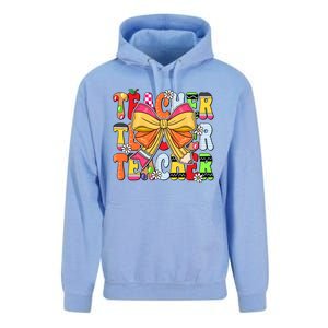 Coquette Bow Pencil Teacher Life Unisex Surf Hoodie