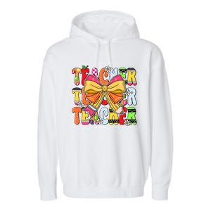 Coquette Bow Pencil Teacher Life Garment-Dyed Fleece Hoodie