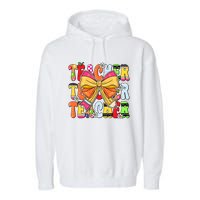 Coquette Bow Pencil Teacher Life Garment-Dyed Fleece Hoodie