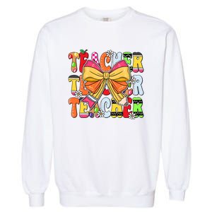 Coquette Bow Pencil Teacher Life Garment-Dyed Sweatshirt