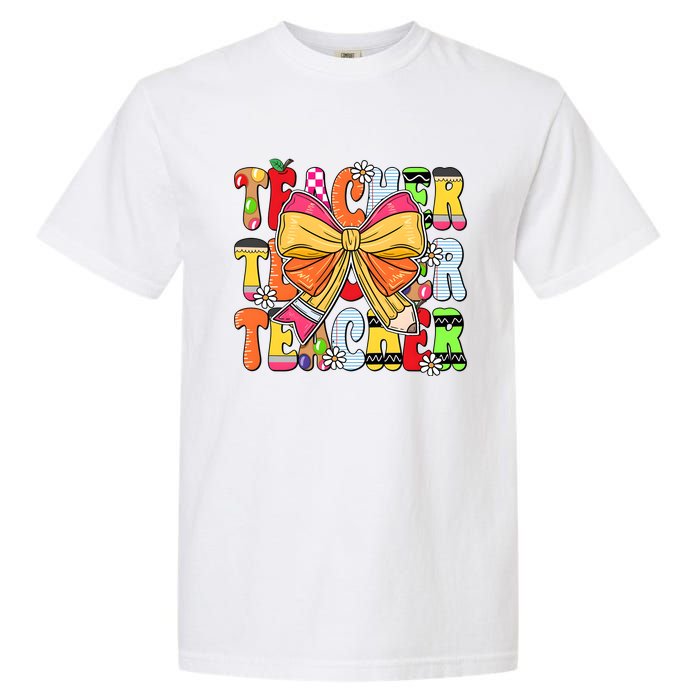 Coquette Bow Pencil Teacher Life Garment-Dyed Heavyweight T-Shirt