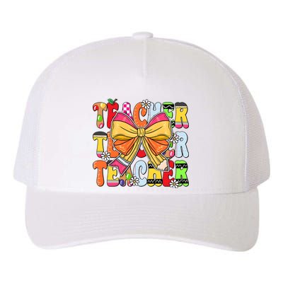 Coquette Bow Pencil Teacher Life Yupoong Adult 5-Panel Trucker Hat