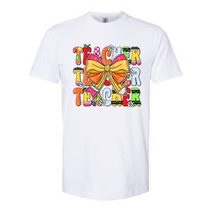 Coquette Bow Pencil Teacher Life Softstyle CVC T-Shirt