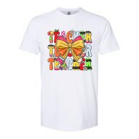 Coquette Bow Pencil Teacher Life Softstyle CVC T-Shirt