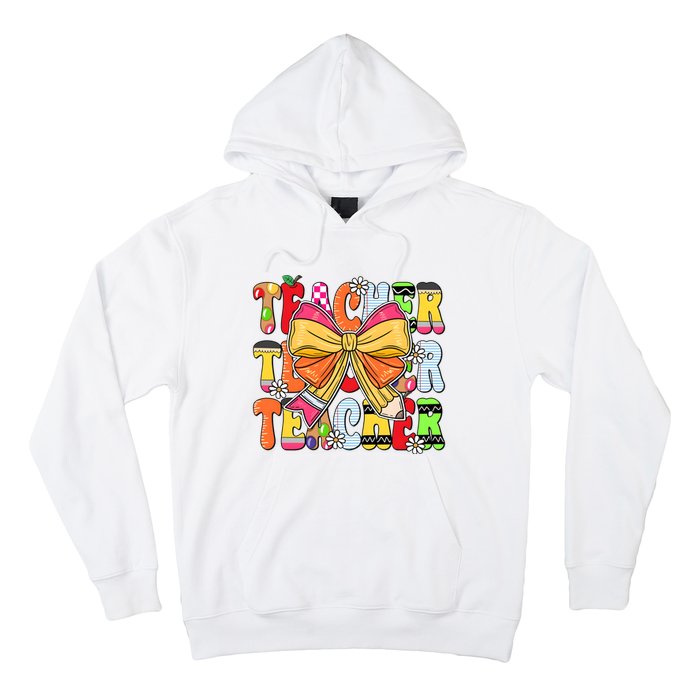 Coquette Bow Pencil Teacher Life Hoodie