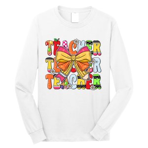 Coquette Bow Pencil Teacher Life Long Sleeve Shirt