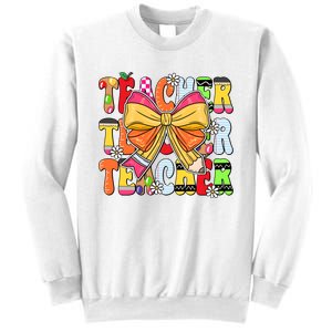 Coquette Bow Pencil Teacher Life Sweatshirt