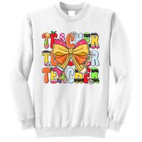 Coquette Bow Pencil Teacher Life Sweatshirt