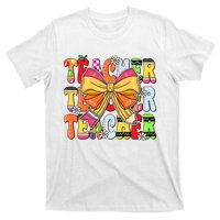 Coquette Bow Pencil Teacher Life T-Shirt